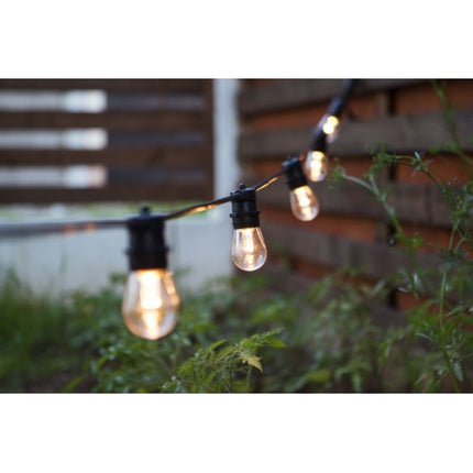 Lichterkette 10M mit 20 LED-Birnen E27, 2W, Kunststoff, Dimmbar, Schwarzes Flachkabel/Rundkabel, Verbindbar 250M, für Außen