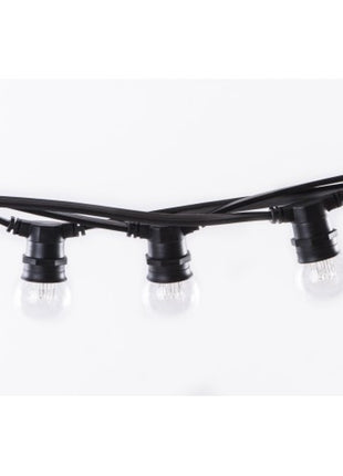 Lichterkette 10M mit 20 LED-Lampen, E27, 1W, Kunststoff, Dimmbar, Schwarzes Flachkabel/Rundkabel, Verbindbar 500M, für Außen