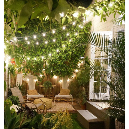 Lichterkette 10M mit 20 Klar LED-Lampen, Weißes Kabel, Natürliche Licht, Verbindbar 30M, für Außen