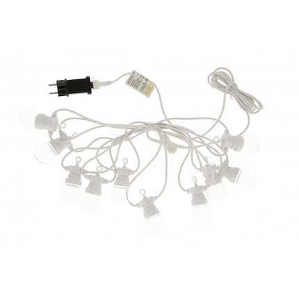 Lichterkette 10M mit 20 Klar LED-Lampen, Weißes Kabel, Natürliche Licht, Verbindbar 30M, für Außen