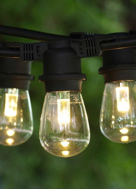 Lichterkette 10M mit 10 LED-Birnen E27, 2W, Kunststoff, Dimmbar, Schwarzes Kabel, Verbindbar 500M, für Außen