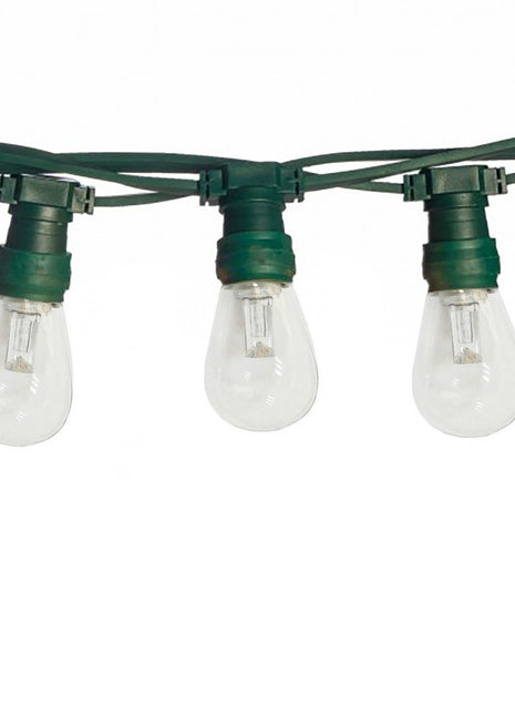 Lichterkette 10M mit 10 LED-Birnen E27, 2W, Kunststoff, Dimmbar, Grünes Flachkabel, Verbindbar 500M, für Außen