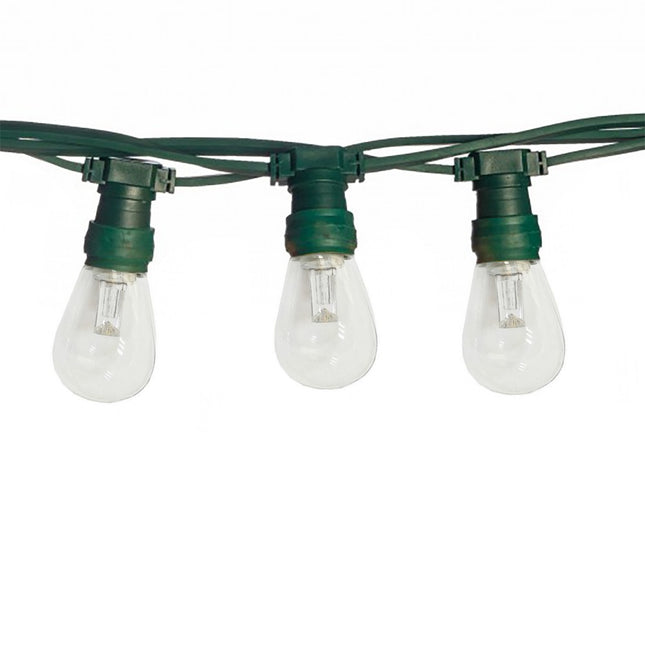 Lichterkette 10M mit 10 LED-Birnen E27, 2W, Kunststoff, Dimmbar, Grünes Flachkabel, Verbindbar 500M, für Außen