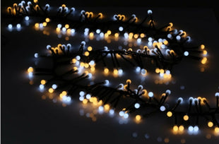 Lichterkette 10M mit 400 Kügelchen-LEDs, 8 Programmen, Schwarzes Kabel, Warm und Kalt Licht, Strombetrieb, für Außen