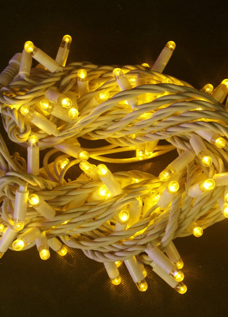 Lichterkette 10M mit 120 LEDs mit Blaue Glühwürmchen, Weißes Kabel, Warm Licht, Verbindbar 200M, für Außen