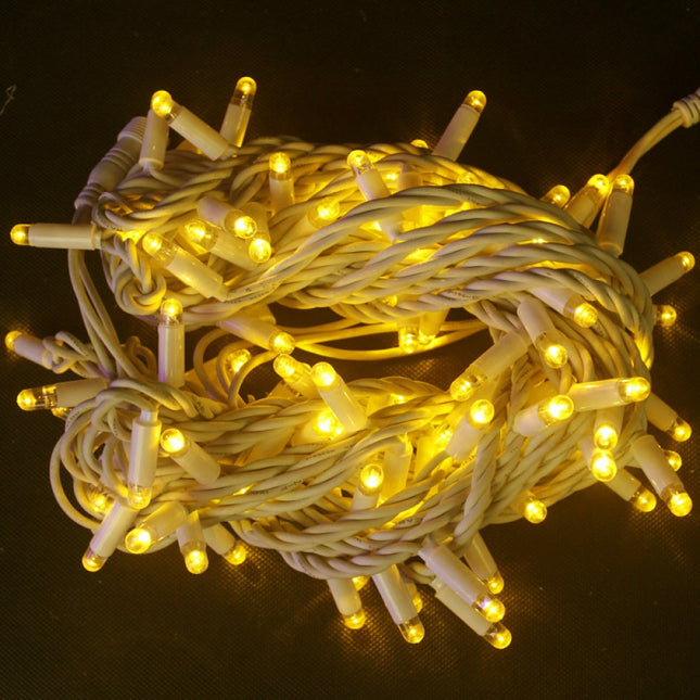 Lichterkette 10M mit 120 LEDs mit Blaue Glühwürmchen, Weißes Kabel, Warm Licht, Verbindbar 200M, für Außen