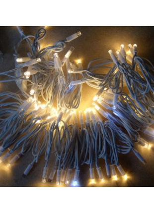 Lichterkette 10M mit 120 LEDs mit Blaue Glühwürmchen, Weißes Kabel, Warm Licht, Verbindbar 200M, für Außen