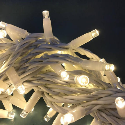 Lichterkette 10M mit 120 LEDs mit Blaue Glühwürmchen, Weißes Kabel, Warm Licht, Verbindbar 200M, für Außen