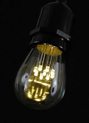 Lichterkette 15M mit 15 Pendel LED-Birnen, E27, 1W, Schwarzes Kabel, Verbindbar 650M, für Außen