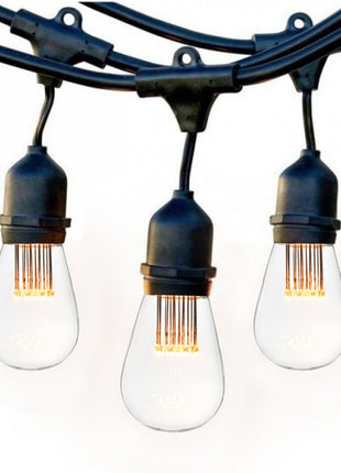 Lichterkette 15M mit 15 Pendel LED-Birnen, E27, 1W, Schwarzes Kabel, Verbindbar 650M, für Außen