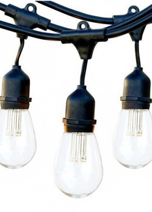 Lichterkette 15M mit 15 Pendel LED-Birnen, E27, 1W, Schwarzes Kabel, Verbindbar 650M, für Außen