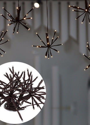 Lichtervorhang 2M mit 100 Mini-LEDs Feuerwerk, Schwarzes Kabel, Warm Licht, für Außen