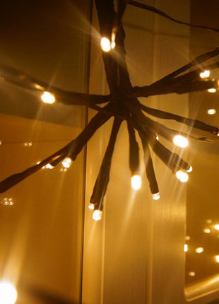 Lichtervorhang 2M mit 100 Mini-LEDs Feuerwerk, Schwarzes Kabel, Warm Licht, für Außen