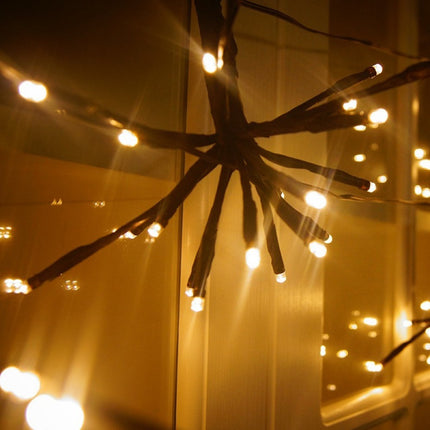 Lichtervorhang 2M mit 100 Mini-LEDs Feuerwerk, Schwarzes Kabel, Warm Licht, für Außen