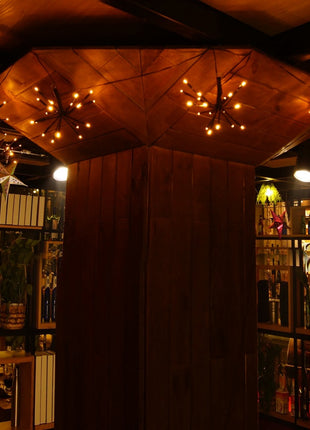 Lichtervorhang 2M mit 100 Mini-LEDs Feuerwerk, Schwarzes Kabel, Warm Licht, für Außen