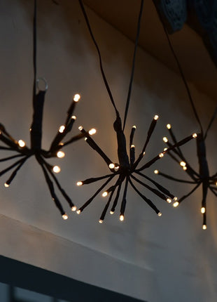 Lichtervorhang 2M mit 100 Mini-LEDs Feuerwerk, Schwarzes Kabel, Warm Licht, für Außen