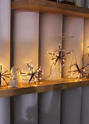 Lichtervorhang 2M mit 100 Mini-LEDs Feuerwerk, Schwarzes Kabel, Warm Licht, für Außen