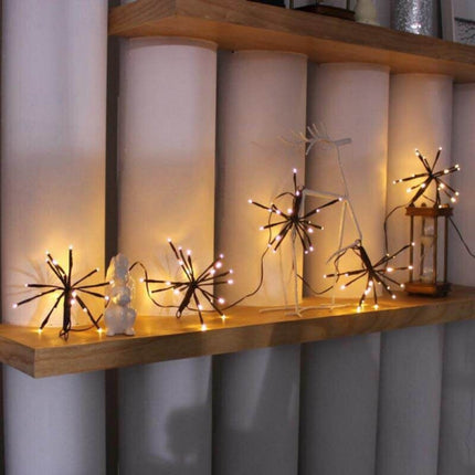 Lichtervorhang 2M mit 100 Mini-LEDs Feuerwerk, Schwarzes Kabel, Warm Licht, für Außen
