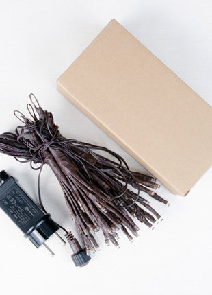 Lichtervorhang 2M mit 100 Mini-LEDs Feuerwerk, Schwarzes Kabel, Warm Licht, für Außen