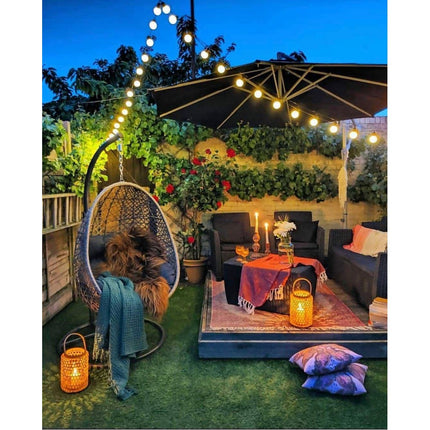 Lichterkette 10M mit 20 Matt LED-Lampen, mit Zeitschalter, Natürliches Licht, Verbindbar 30M, für Außen