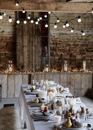 Lichterkette 15M mit 30 Matt LED-Lampen, mit Zeitschalter, Natürliches Licht, Verbindbar 30M, für Außen