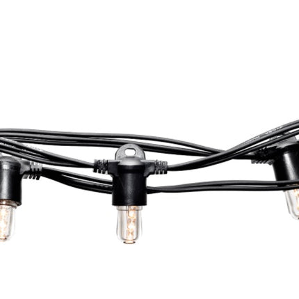 Lichterkette 5M mit 20 LED-Birnen E14, Schwarzes Kabel, Warm Licht, Verbindbar 50M, für Außen