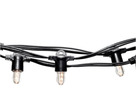 Lichterkette 5M mit 20 LED-Birnen E14, Schwarzes Kabel, Warm Licht, Verbindbar 50M, für Außen
