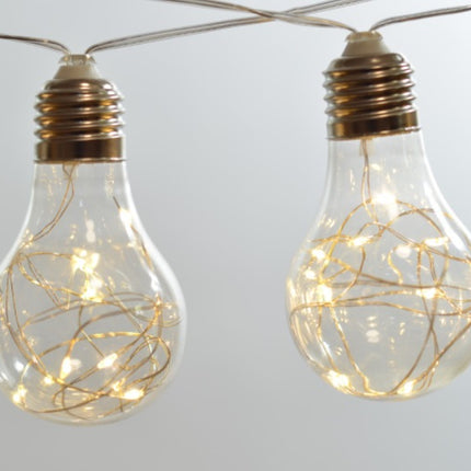 Lichterkette 5M mit 20 Globen mit Mini-LEDs, Durchsichtig Kabel, Warm Licht, Strombetrieb, für Außen