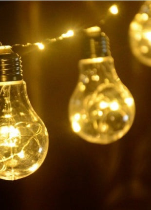 Lichterkette 5M mit 20 Globen mit Mini-LEDs, Durchsichtig Kabel, Warm Licht, Strombetrieb, für Außen