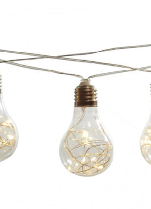 Lichterkette 5M mit 20 Globen mit Mini-LEDs, Durchsichtig Kabel, Warm Licht, Strombetrieb, für Außen