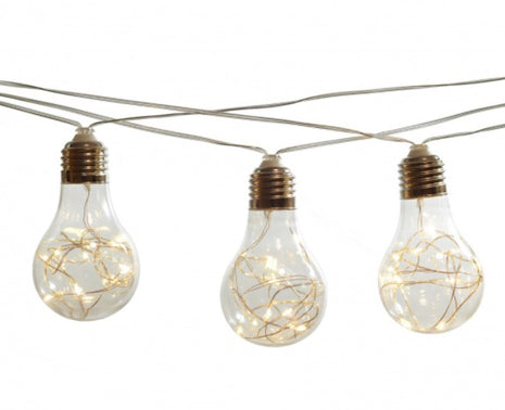 Lichterkette 5M mit 20 Globen mit Mini-LEDs, Durchsichtig Kabel, Warm Licht, Strombetrieb, für Außen