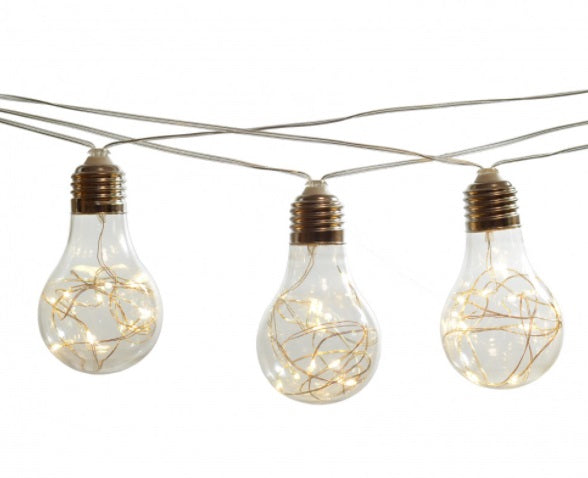 Lichterkette 5M mit 20 Globen mit Mini-LEDs, Durchsichtig Kabel, Warm Licht, Strombetrieb, für Außen