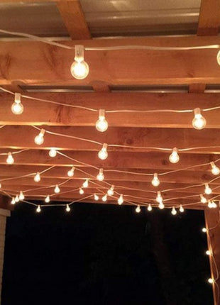 Zickzack Lichterkette 7,5M mit 25 LED-Lampen E12, 1W, Glas, Dimmbar, Weißes Kabel, Verbindbar 210M, für Außen