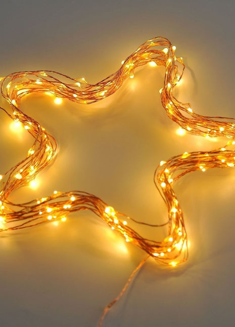 Kupferdraht Lichterkette 50M mit 500 LEDs mit Transformator, Warm Licht, für Außen