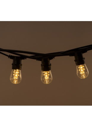 Lichterkette 10M mit 20 LED-Birnen, E27, 2W, Glas, Schwarzes Kabel, Verbindbar 250M, für Außen