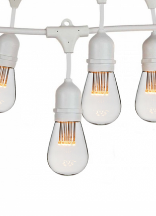 Lichterkette 15M mit 24 LED-Birnen, E27, 1W, Kunststoff, Dimmbar, Weißes Kabel mit Pendel, Verbindbar 650M, für Außen