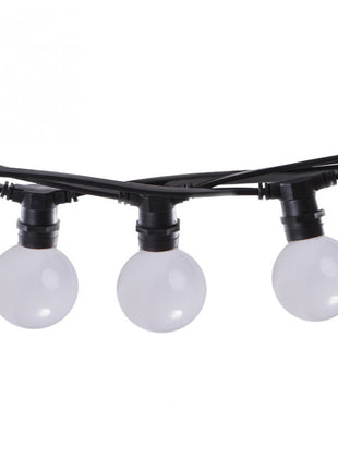 Lichterkette 10M mit 20 LED-Lampen, E27, 2.4W, Kunststoff, Schwarzes Kabel, Verbindbar 200M, für Außen