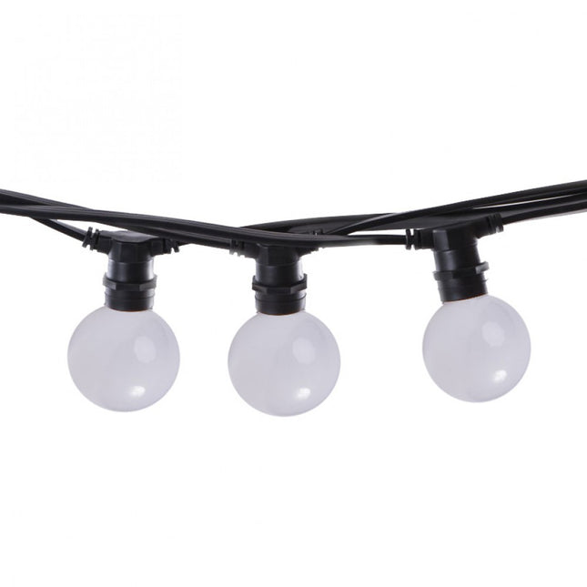 Lichterkette 10M mit 20 LED-Lampen, E27, 2.4W, Kunststoff, Schwarzes Kabel, Verbindbar 200M, für Außen