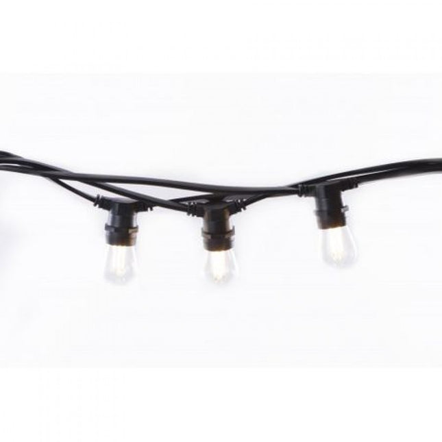 Lichterkette 10M mit 10 Incandescent Glühbirnen, S14, E27, 11W, Dimmbar, Schwarzes Kabel, Verbindbar 90M, für Außen
