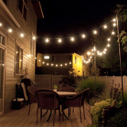 Lichterkette 10M mit 20 Glühbirnen E27, 11W, Schwarzes Kabel, Verbindbar 50M, für Außen