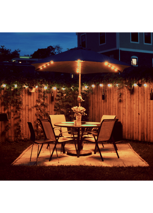 Lichterkette 10M mit 20 Glühbirnen E27, 11W, Schwarzes Kabel, Verbindbar 50M, für Außen