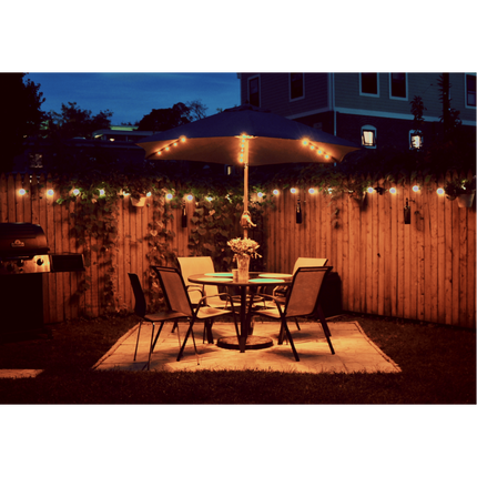 Lichterkette 10M mit 20 Glühbirnen E27, 11W, Schwarzes Kabel, Verbindbar 50M, für Außen