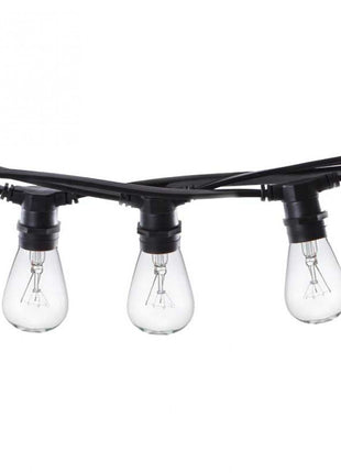 Lichterkette 10M mit 20 Glühbirnen E27, 11W, Schwarzes Kabel, Verbindbar 50M, für Außen