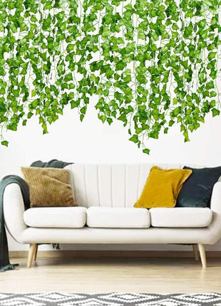 2M künstliche Efeugirlande mit 76 Blättern und 20 Mini-LEDs, Batteriebetrieben, für Außen