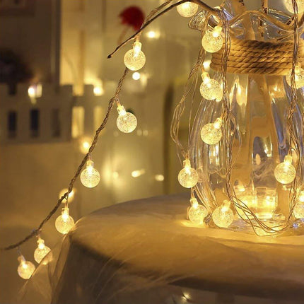 Lichterkette 10M mit 80 LED-Kugeln, 8 Modi und Fernbedienung, Warm Licht, Batteriebetrieb für Außen