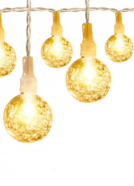 Lichterkette 10M mit 80 LED-Kugeln, 8 Modi und Fernbedienung, Warm Licht, Batteriebetrieb für Außen