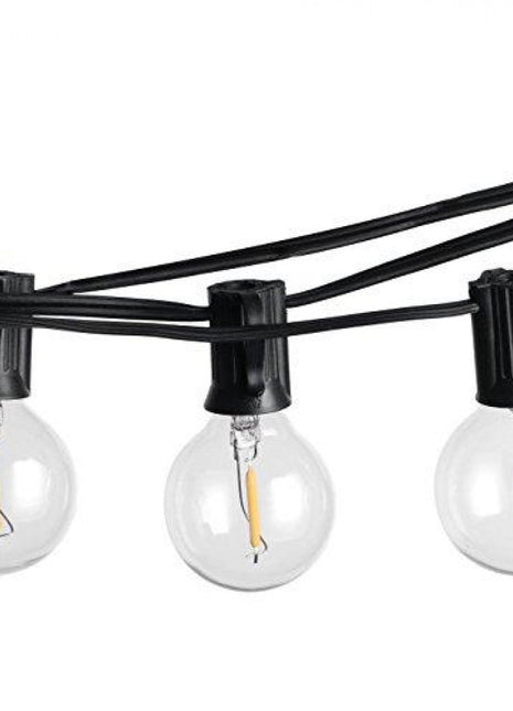 Lichterkette 5M mit 20 LED-Lampen Filament ''I'', E14, 0.5W, Schwarzes Kabel, Verbindbar 250M, für Außen