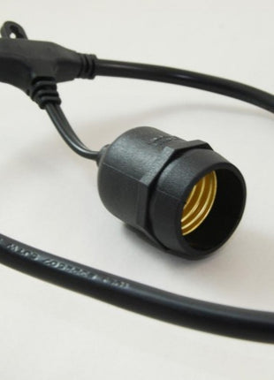 Kabel 10M mit 10 Pendel Fassungen E27, Schwarzes Kabel, Verbindbar max. 1000W, für Außen
