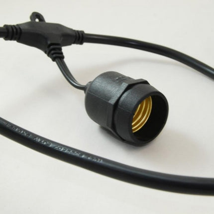 Kabel mit Pendel 4,5M mit 10 Fassungen E27, Schwarzes Kabel, Verbindbar max. 1000W, für Außen