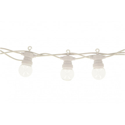 Lichterkette 10M mit 20 Klar LED-Lampen, Weißes Kabel, Natürliche Licht, Verbindbar 30M, für Außen